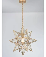 Moose Modern Star Pendant Light Boho Gold Hanging Ceiling Light with Clear Glass