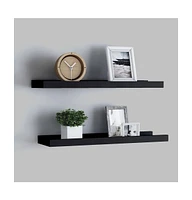 vidaXL Picture Frame Ledge Shelves 2 pcs Black 15.7"x3.5"x1.2" Mdf