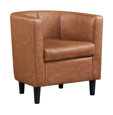 Yaheetech Barrel-shaped Chair Accent Arm Chair Faux Leather Club Chair