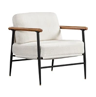 Yaheetech Mid-century Boucle Accent Chair, Ivory