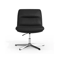 Merrick Lane Biel Mid-Back Height-Adjustable Stationary Armless Swivel Office Chair - Padded Upholstered Wide Back And Seat, Strong Frame