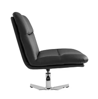 Merrick Lane Biel Mid-Back Height-Adjustable Stationary Armless Swivel Office Chair - Padded Upholstered Wide Back And Seat, Strong Frame