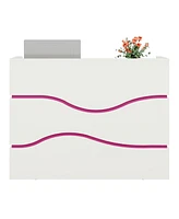 Tribesigns Modern Reception Desk with 7-Color Led Lights, 55.12