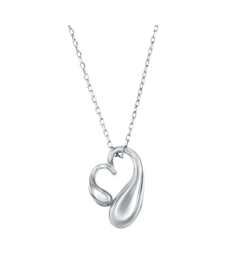 Simona Sterling Silver, Sideways Puffed Heart Necklace