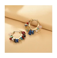 Sohi Women's Stone Hoop Earrings