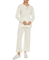 Three Dots Women's Parma Henley Long-Sleeve Top