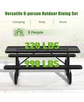 Costway 72" Coated Steel Camping Table with Seats Outdoor Picnic Table & Bench Set