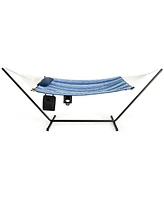 Hammock Chair Stand Set Cotton Swing w/ Pillow Cup Holder Indoor Outdoor