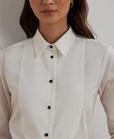 Lauren Ralph Women's Bib-Front Cotton Broadcloth Shirt