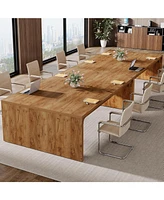 Tribesigns 13FT Conference Table, Large Rectangle Room Long Meeting Seminar Table Business Tables for 10-14 People (Two Tables)