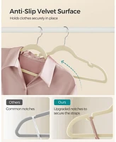 Slickblue Velvet Hangers 50 Pack, Non-Slip Clothes Hangers, with Shoulder Notches, Pants Bar