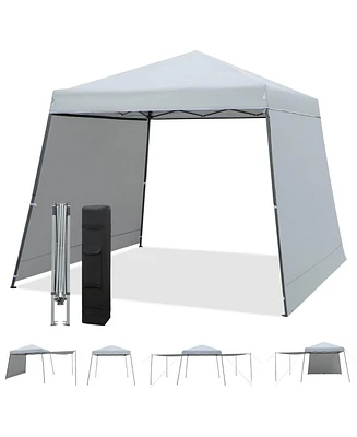 Skonyon Patio 10x10FT Instant Pop-up Canopy Folding Tent with Sidewalls and Awnings Outdoor-Gray