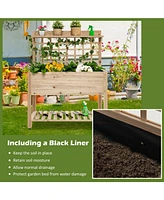 Givimo Wooden Raised Garden Bed with Wheels Trellis and Storage Shelf