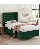 Inspired Home Kavion Velvet Platform Bed Full
