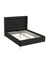 Inspired Home Kavion Velvet Platform Bed Queen