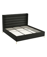 Inspired Home Kavion Velvet Platform Bed King