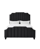 Inspired Home Aizen Velvet Platform Bed Queen