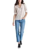 Dkny Jeans Petite Cotton Puff-Sleeve Button-Front Shirt