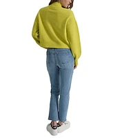 Dkny Jeans Women's Mock Neck Boxy Cropped Sweater