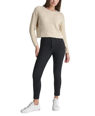 Dkny Jeans Petite Crewneck Cable-Knit Sweater
