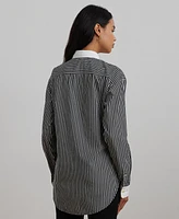 Lauren Ralph Women's Striped Bib-Front Broadcloth Shirt