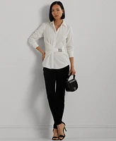 Lauren Ralph Women's Buckle-Trim Cotton Broadcloth Shirt