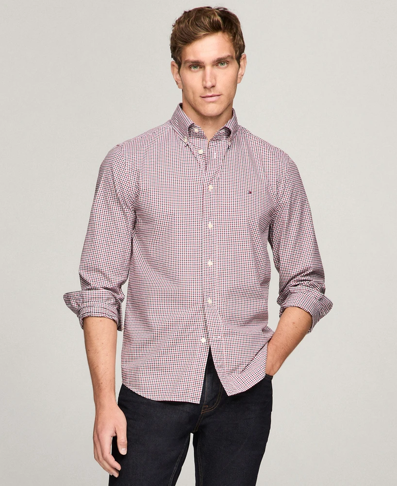 Tommy Hilfiger Men's Regular-Fit Flex Gingham Check Button-Down Poplin Shirt