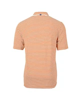 Cutter & Buck Men's Orange Chicago Bears Throwback Logo Virtue Eco Pique Stripe Polo