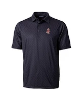 Cutter & Buck Men's Black Washington State Cougars Primary Team Logo Pike Double Dot Print Stretch Polo