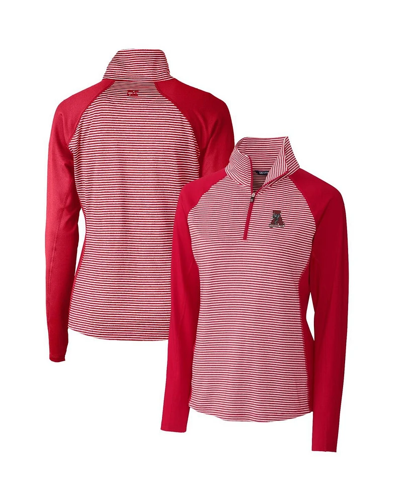 Cutter & Buck Women's Crimson Alabama Tide Forge Tonal Stripe Stretch Half-Zip Pullover Top