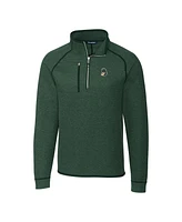 Cutter & Buck Men's Heather Green Michigan State Spartans Mainsail Sweater-Knit Half-Zip Pullover Jacket