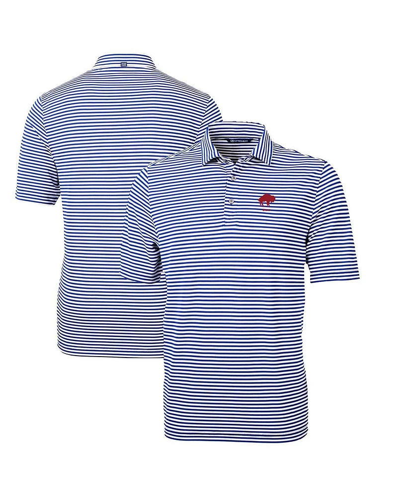 Cutter & Buck Men's Royal Buffalo Bills Throwback Logo Virtue Eco Pique Stripe Polo