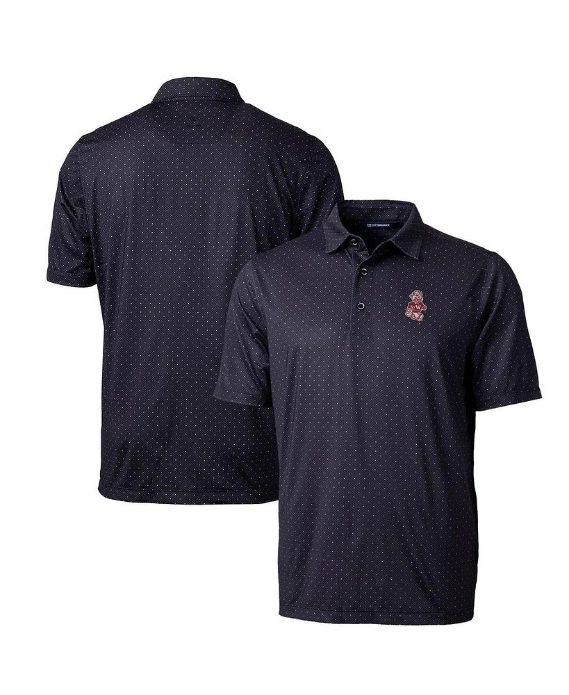 Cutter & Buck Men's Black Washington State Cougars Primary Team Logo Pike Double Dot Print Stretch Polo