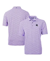 Cutter & Buck Men's Purple Minnesota Vikings Helmet Virtue Eco Pique Botanical Print Polo