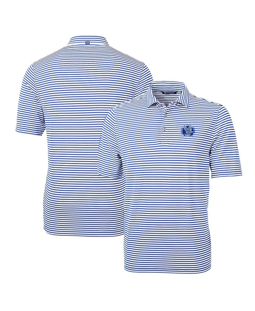 Cutter & Buck Men's Blue Air Force Falcons Throwback Logo Virtue Eco Pique Stripe Polo