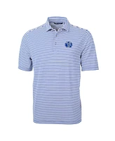 Cutter & Buck Men's Blue Air Force Falcons Throwback Logo Virtue Eco Pique Stripe Polo