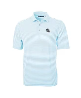 Cutter & Buck Men's Blue Carolina Panthers Helmet Virtue Eco Pique Stripe Polo