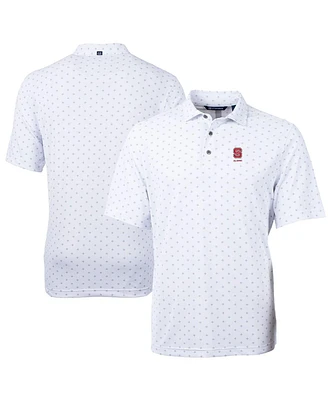 Cutter & Buck Men's White Nc State Wolfpack Alumni Logo Virtue Eco Pique Tile Print Polo