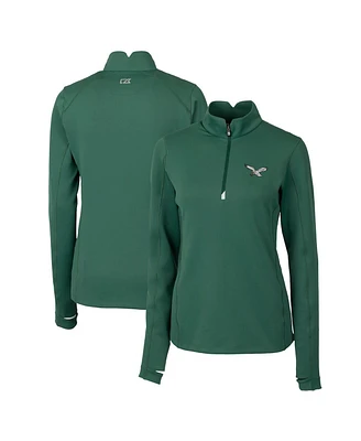 Cutter & Buck Women's Hunter Green Philadelphia Eagles Gridiron Classics Logo DryTec Traverse Stretch Quarter-Zip Pullover Top