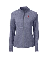 Cutter & Buck Women's Heather Navy Boston Red Sox Throwback Adapt Eco Knit Hybrid Full-Zip Jacket