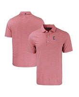 Cutter & Buck Men's Red/White Cleveland Guardians Forge Eco Double Stripe Stretch Polo