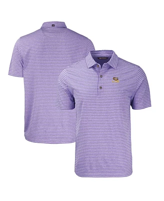 Cutter & Buck Men's Lsu Tigers Forge Eco Heathered Stripe Stretch Polo