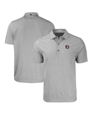 Cutter & Buck Men's Heather Gray Florida State Seminoles Forge Eco Heathered Stripe Stretch Polo