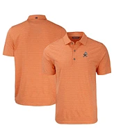 Cutter & Buck Men's Heather Orange Cleveland Browns Throwback Forge Eco Stripe Stretch Polo