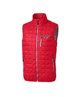 Cutter & Buck Men's Red Dayton Flyers Vault Rainier PrimaLoft Eco Insulated Full-Zip Puffer Vest