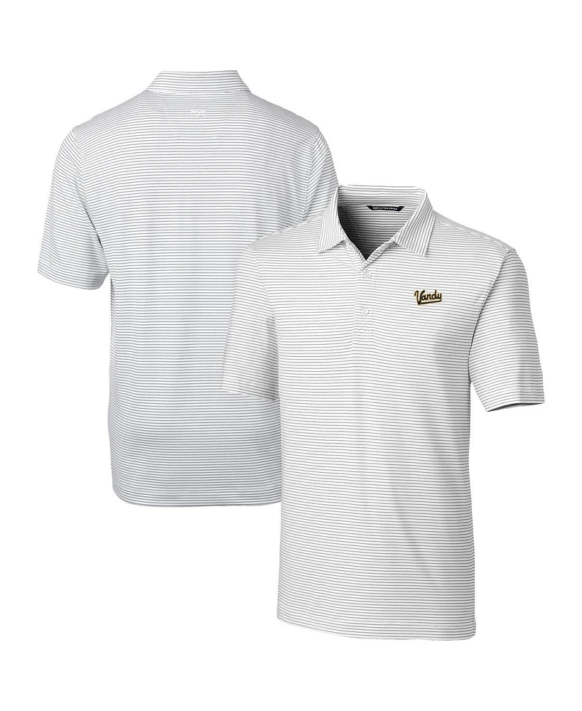 Cutter & Buck Men's White Vanderbilt Commodores Vault Forge Pencil Stripe Stretch Polo