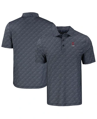 Cutter & Buck Men's Black Ohio State Buckeyes Pike Eco Pebble Print Stretch Polo