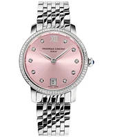 Frederique Constant Women's Swiss Slimline Diamond (5/8 ct. t.w.) Stainless Steel Bracelet Watch 30mm - Silver