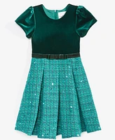 Rare Editions Little Girls Velvet and Sequin Tweed Dress