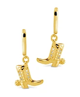 Sterling Forever Loretta Cubic Zirconia Cowboy Boot Micro Hoop Earrings